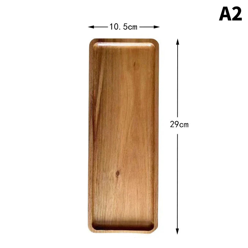 Wooden Food Tray Round Rectangle Snack Plate