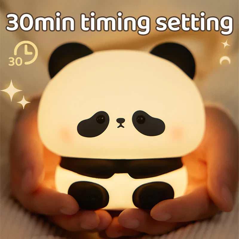 Panda LED Night Light Cute Silicone USB Rechargeable Lamp