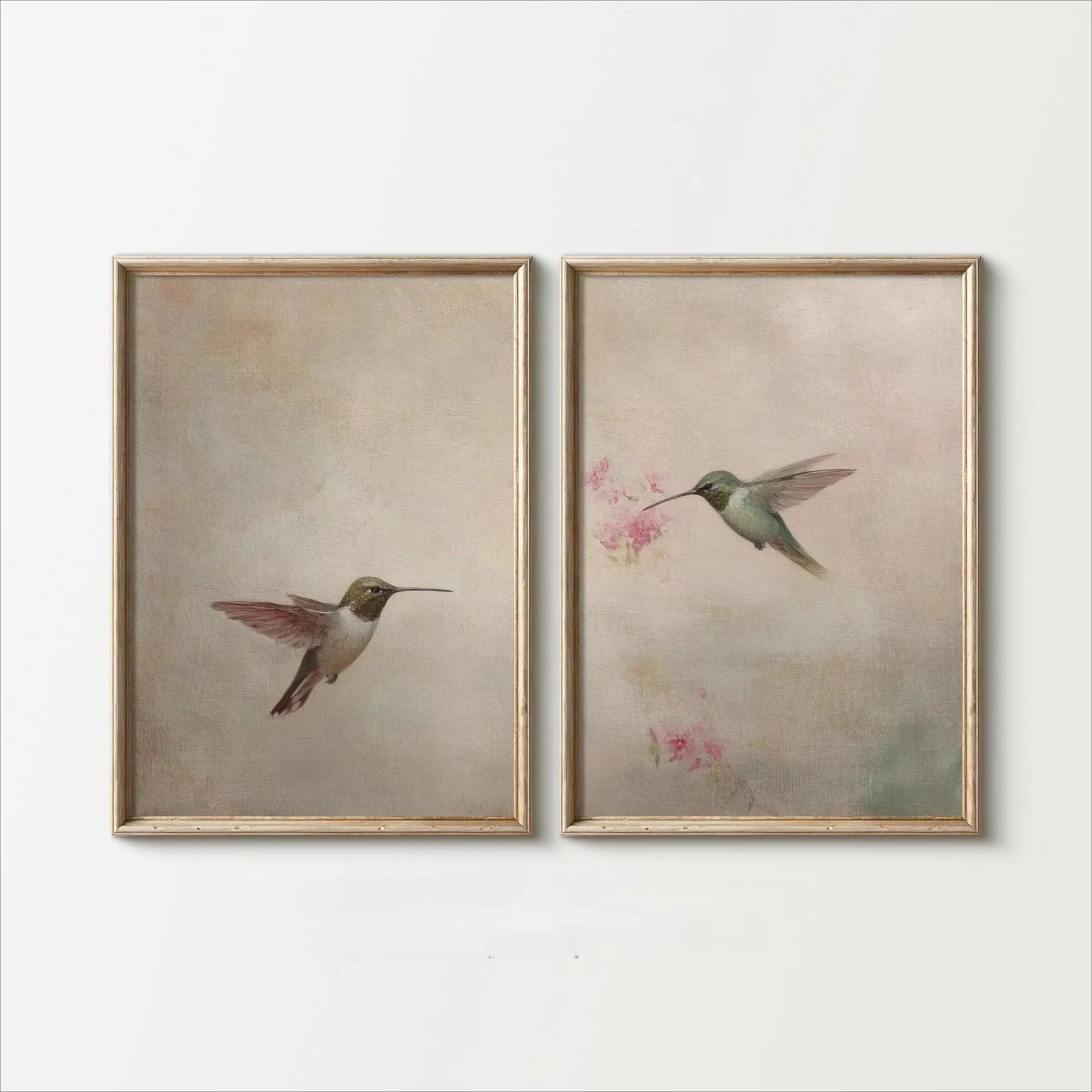 Retro Hummingbird Canvas Prints for Home Decor