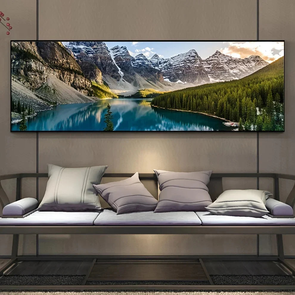 Lake Forest Mountain Canvas Painting Wall Art Decor