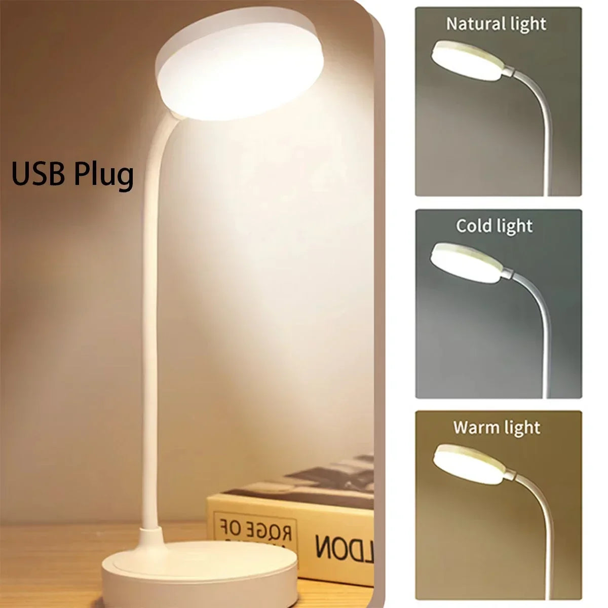 LED Desk Lamp with 3-Level Dimmer and USB Power