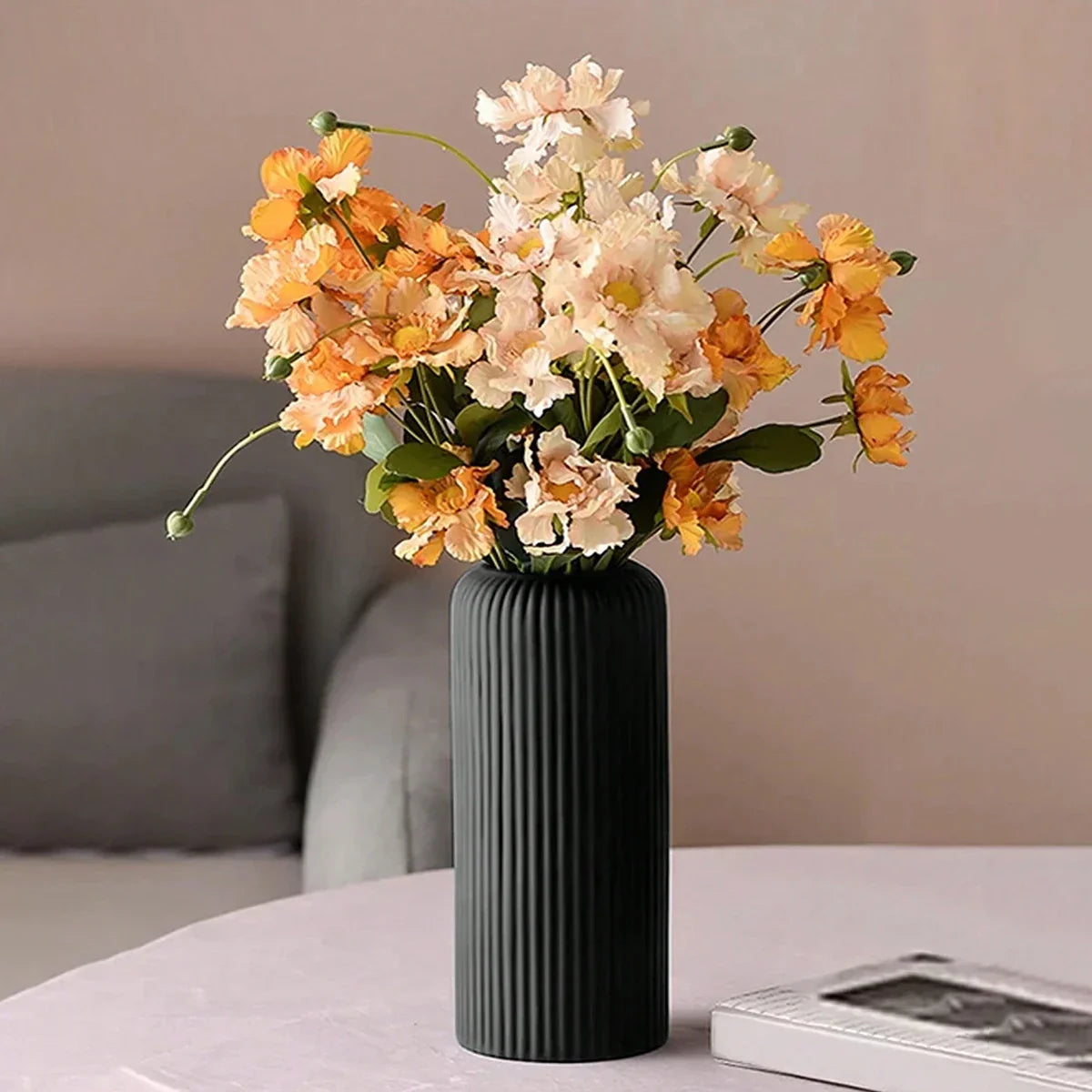 Striped Plastic Bud Vase for Flowers Decorative Display