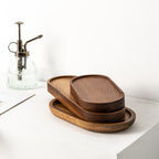 Wooden Food Tray Round Rectangle Snack Plate