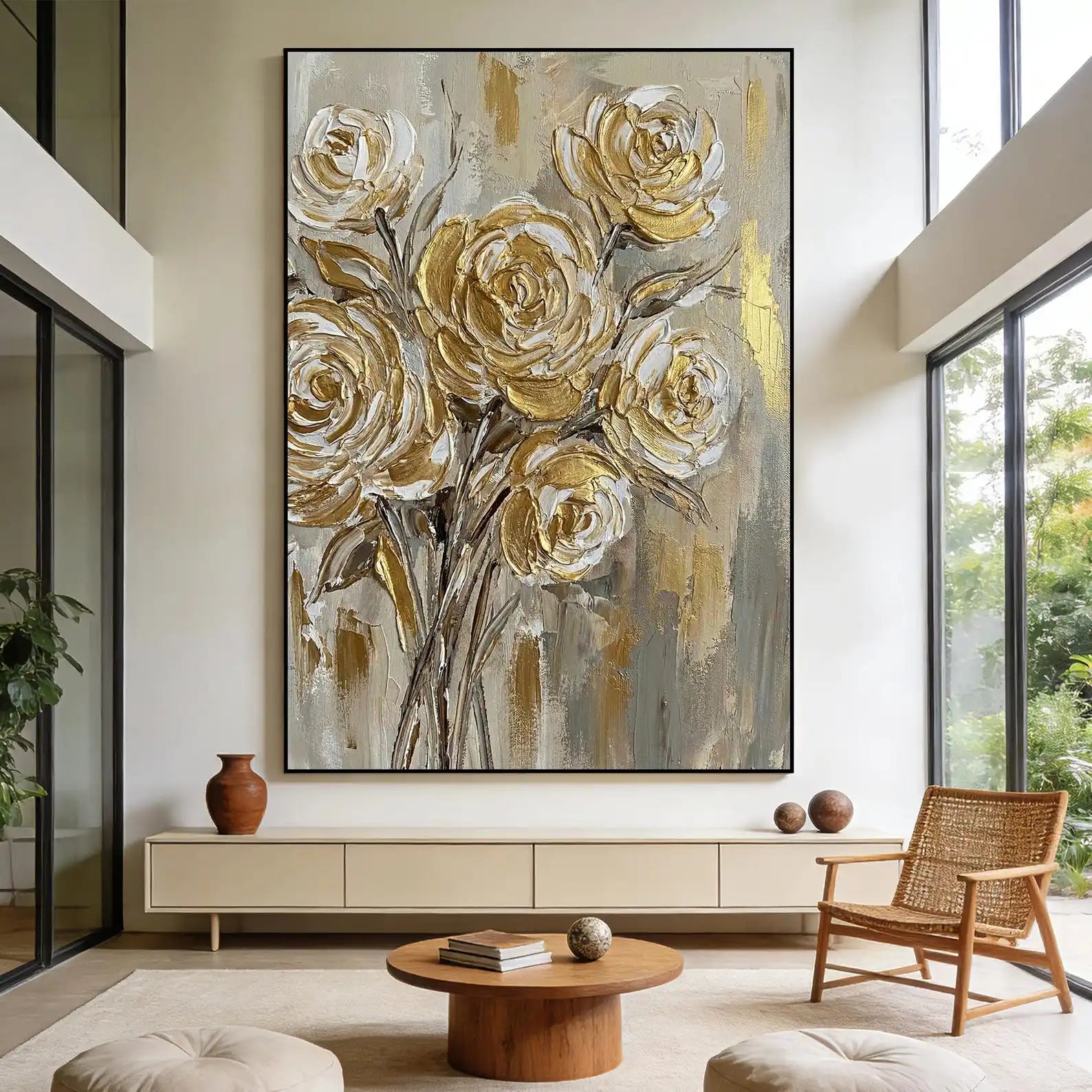 Mhemyo Abstract Blue Yellow Oil Painting on Canvas
