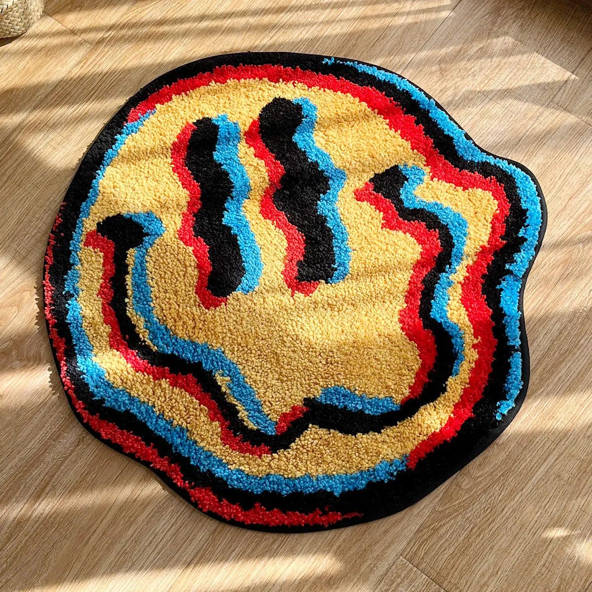Trippy Smiling Rug Unique Tufted Design